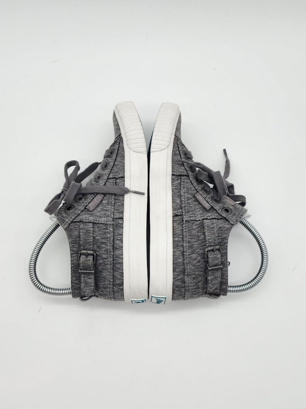 Grey/White Low-Top Side Strap Sneakers | Women's 6 - Picture 6 of 13
